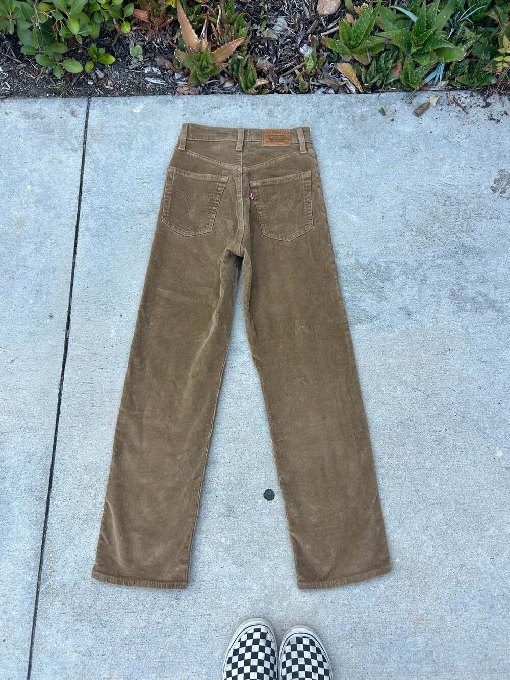 Levi's Ribcage Straight Ankle Corduroy Pants Size 24 Brown Ermine